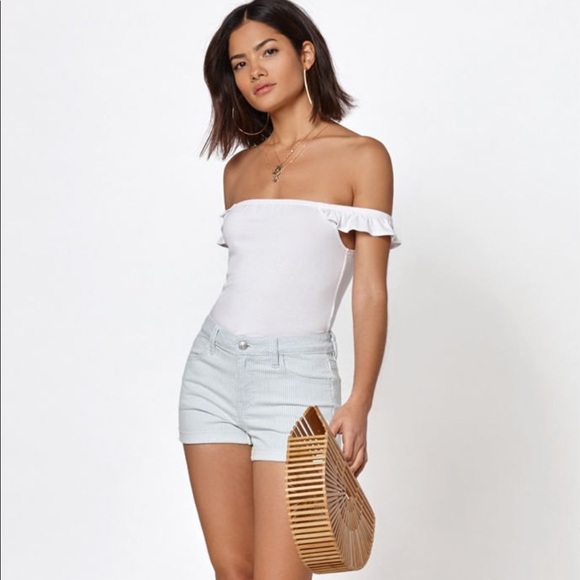 PacSun Striped Denim Shorts - Picture 2 of 6